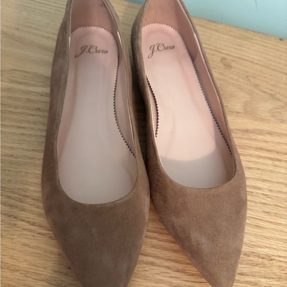 J. Crew Brown Flats & Loafers with Pointed Toe and Suede Material